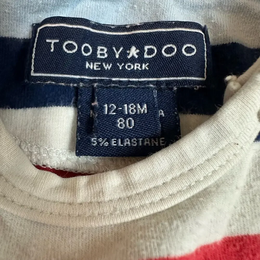ToobyDoo Stripe Romper 12-18 Months 80 Jumper Red Blue One Piece Outfit Boys